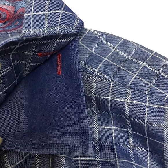 Angelino for Bermuda Buttons Pattern Down Long Sleeve Collar Men's Shirt Sz XL - Picture 6 of 14